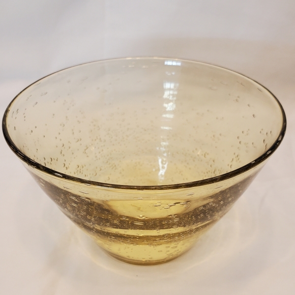 Vintage Hand Blown Bubble Art Glass Medium Amber Bowl - Picture 3 of 8